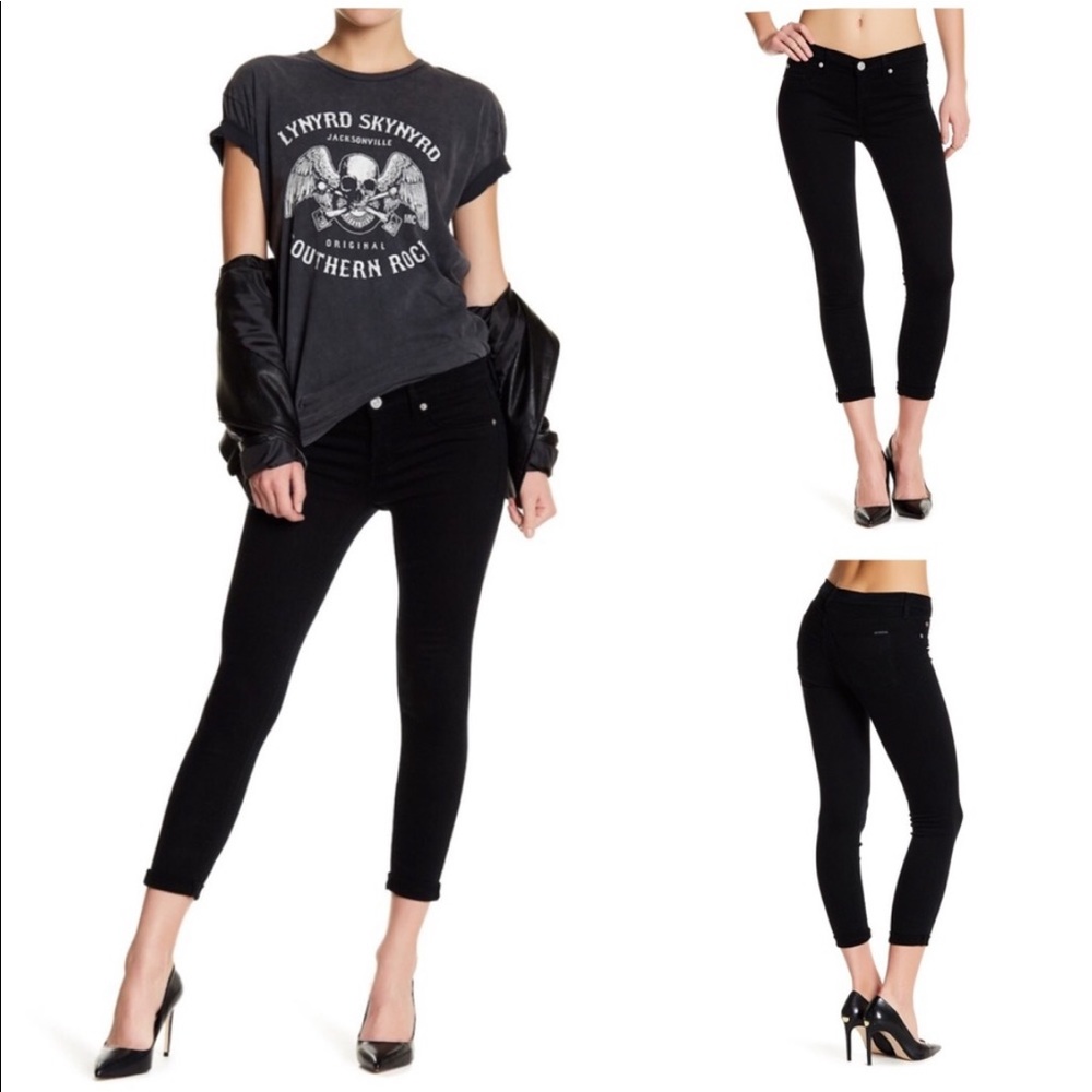 HUDSON Harkin Crop Super Skinny Cuff Jean, Black, Size 31 (US 12)
